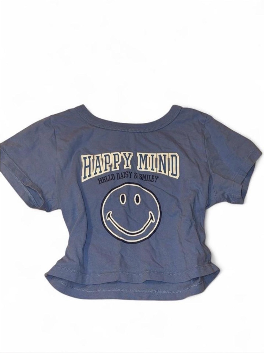 Happy Mind Smiley Graphic Tee - Blue - Kids Short Sleeve
